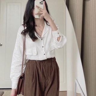 Áo sơ mi nữ chất đũi lụa tơ xước siêu mềm form basic