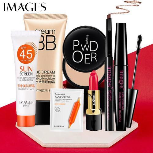 Bộ trang điểm chuyên nghiệp IMAGES 7 món Kem nền BB+ Kem chống nắng + Phẩn phủ + Chì kẻ mày + Mascara + Son + Mặt nạ | BigBuy360 - bigbuy360.vn