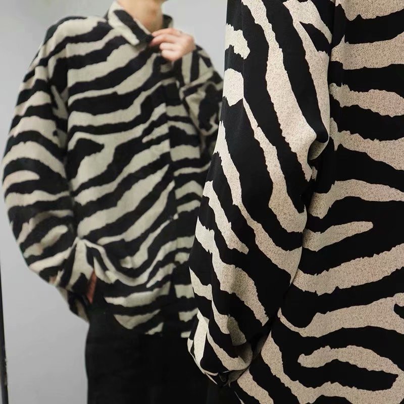 Áo Sơ Mi chiffon Tay Dài Họa Tiết Ngựa Vằn Phong Cách Hàn Quốc Sang Trọng Dành Cho Nam