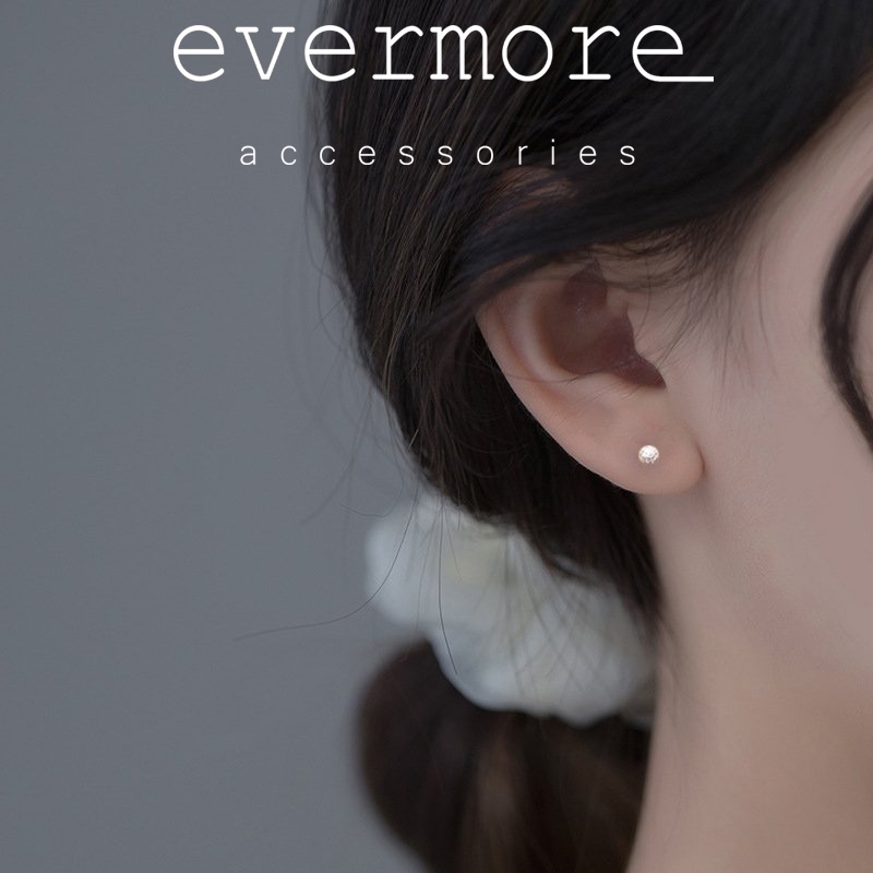 Bông tai bạc EVERMORE, khuyên tai bi tròn 4mm bạc ý 925, phong cách minimalist, thanh lịch - H002