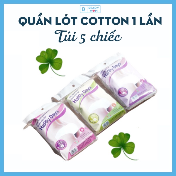 Quần Lót Giấy Cotton |1 Túi 5 chiếc | Dùng 1 Lần | Đáy Quần 2 Lớp | Happy Days | Dùng Khi Đi Du Lịch| Mẹ Bầu Đi Sinh