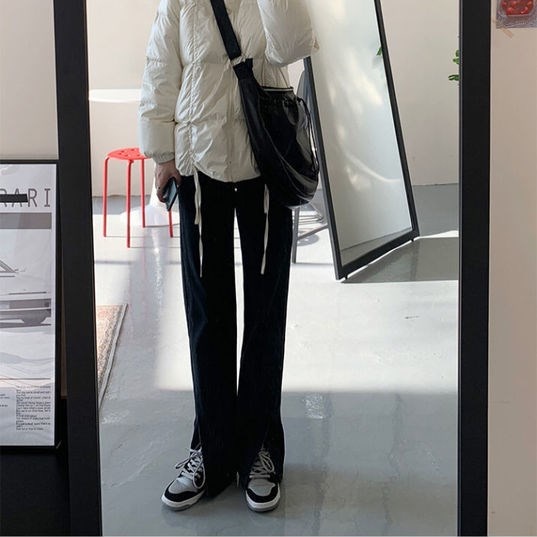 SUXI Quần jean dài lưng cao ống rộng phong cách Hàn Quốc thời trang mùa thu dành cho nữ