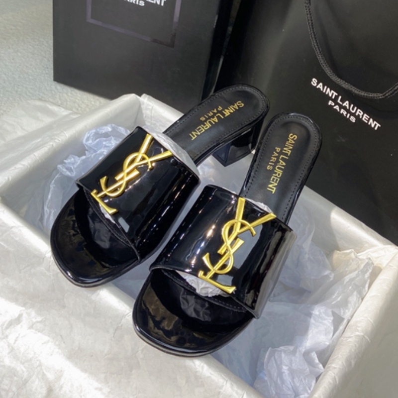 Ysl Dép Cao Su Da Phối Khóa Vàng Đồng Phong Cách Hàn Quốc Cổ Điển