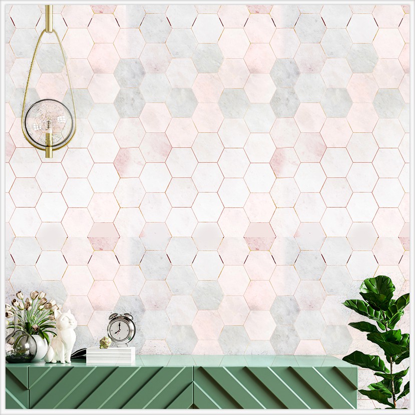 Decal Dán Tường Vân Tổ Ong (V7) Decal Dán Tường Chống Bám Bẩn Dán Phòng Ngủ Phòng Khách