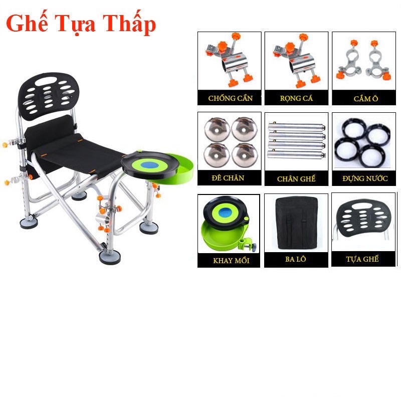 Ghế câu đài ghế câu cá địa hình full phụ kiện KK-10