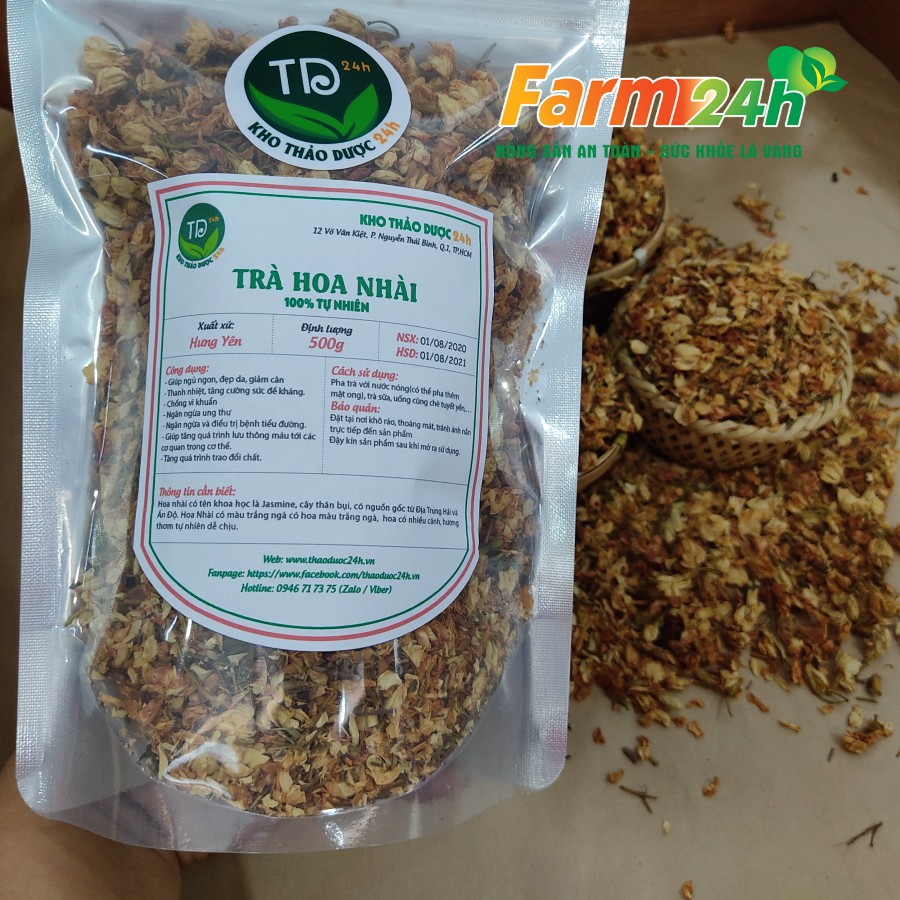 Trà hoa nhài khô, hàng loại 1, thanh nhiệt, giải độc, làm mát cơ thể, an thần ngủ ngon, kiểm soát cân nặng | Farm24h