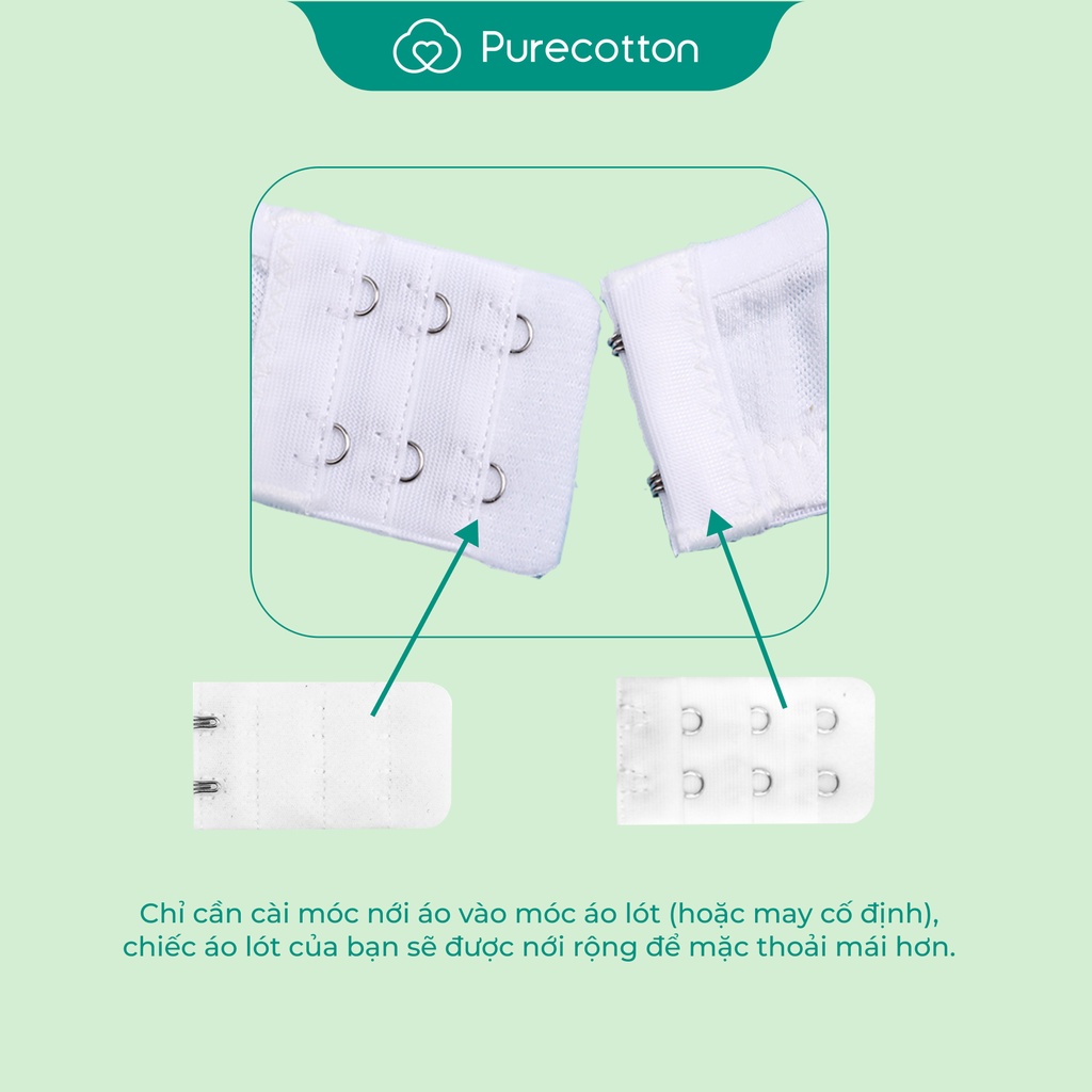 Mối nối - khuy nối rộng áo lót Purecotton cho bé gái PC050