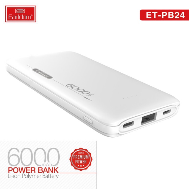 Pin dự phòng 6.000 mAh - HÃNG EARLDOM PB-24- BH 12 THÁNG