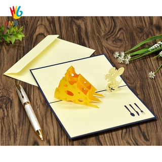 Thiệp 3D Động Vật, Mouse & Cheese, HMG Pop-up Card handmade, Thiệp nổi Việt Nam