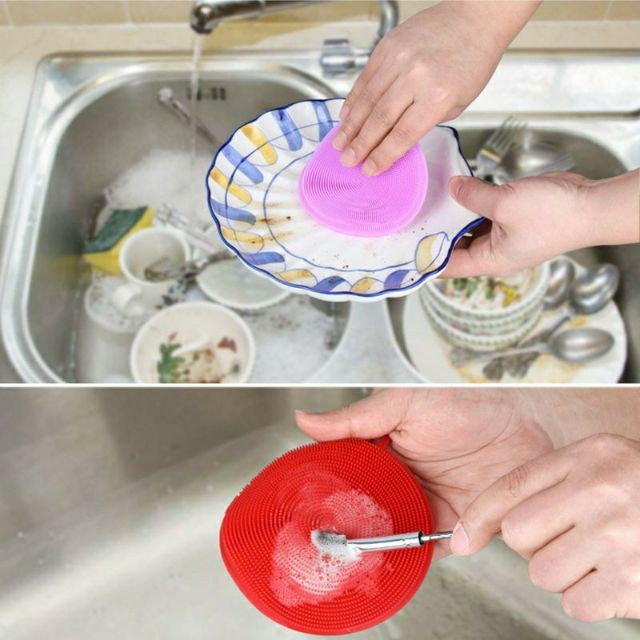 Miếng rửa chén bát bằng silicon tiện dụng giẻ rửa bát đồ chiên mỡ.