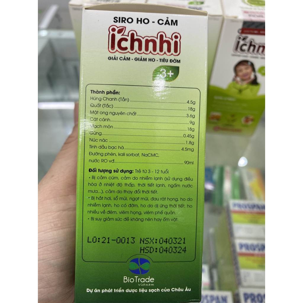 Siro ho cảm Ichnhi chai 90ml  giúp giải cảm, giảm ho, tiêu đờm dùng cho trẻ em và người lớn