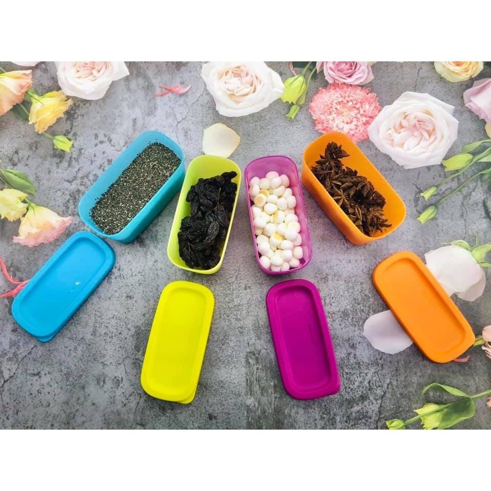 Sét/lẻ hộp mini trữ ớt tỏi ngăn mát tủ lạnh, đậu hạt 250ml Tupperware Rectangular nhựa nguyên sinh an toàn