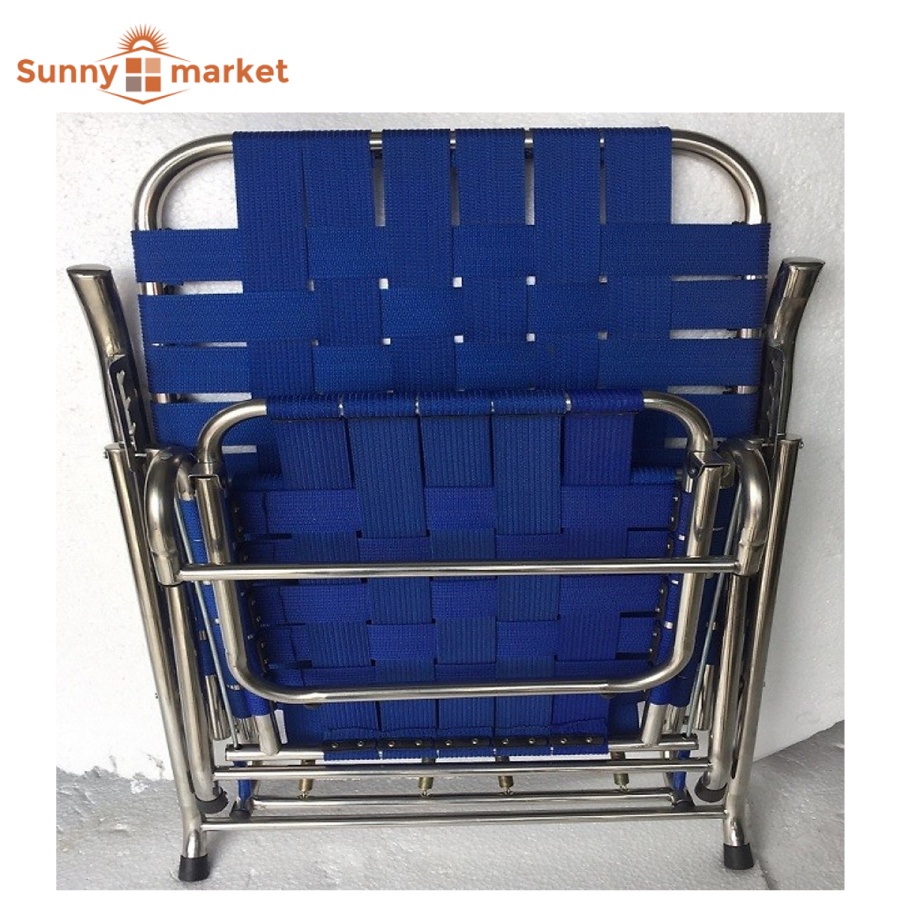 Ghế bố xếp khung INOX dây dù bản lớn cao cấp, ghế xếp thư giãn