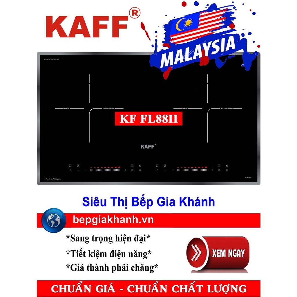 Bếp từ KAFF KF-FL88II - Bếp từ đôi 730 x 430 mm, màu xám, nhập khẩu Malaysia