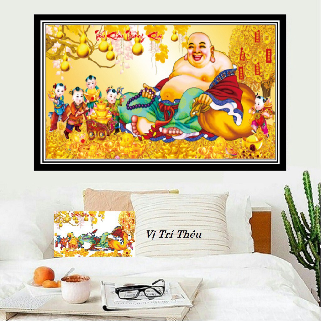 ⚡SIÊU SALE⚡ Tranh thêu chữ thập Phật Di Lặc Tiểu Khẩu Trường Khai - Tranh thêu chữ thập 3D