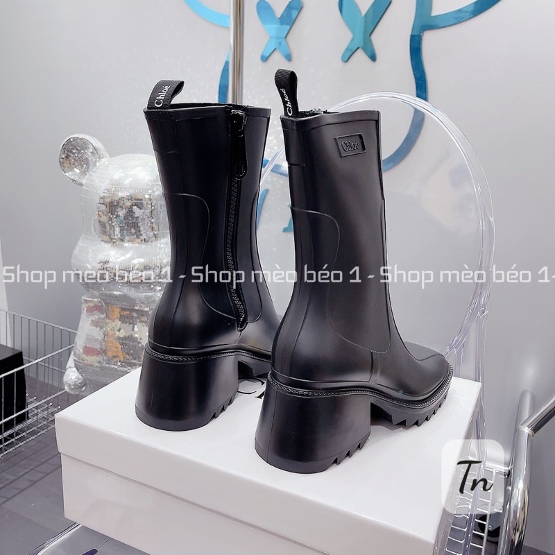 Bốt boot lửng cc mũi tròn gót vuông khoá hông fullbox hàng quảng châu cao cấp