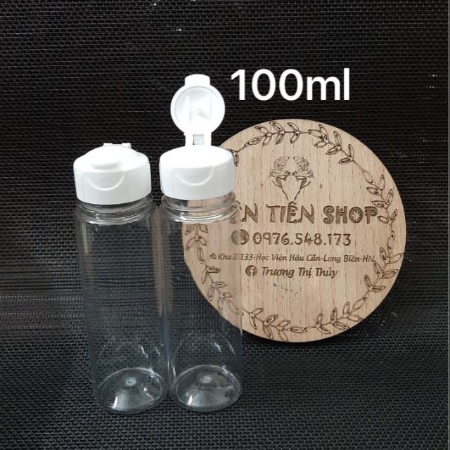 Chai nhựa trong 100ml nắp bật trắng