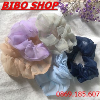 Dây buộc tóc nữ vải scunchies voan kính trong suốt thời trang hàn quốc, dây cột tóc vải voan kính hot hit