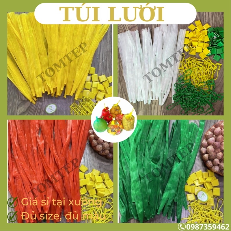 {giá xưởng} 1kg Túi lưới màu trắng đủ size từ 20cm đến 50cm (có quai cài )