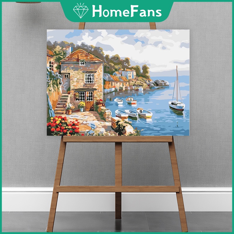 【HF】 Tranh vẽ phong cảnh kiến trúc phong cảnh vẽ phong cảnh trang trí nhà cửa/tường vẽ theo số