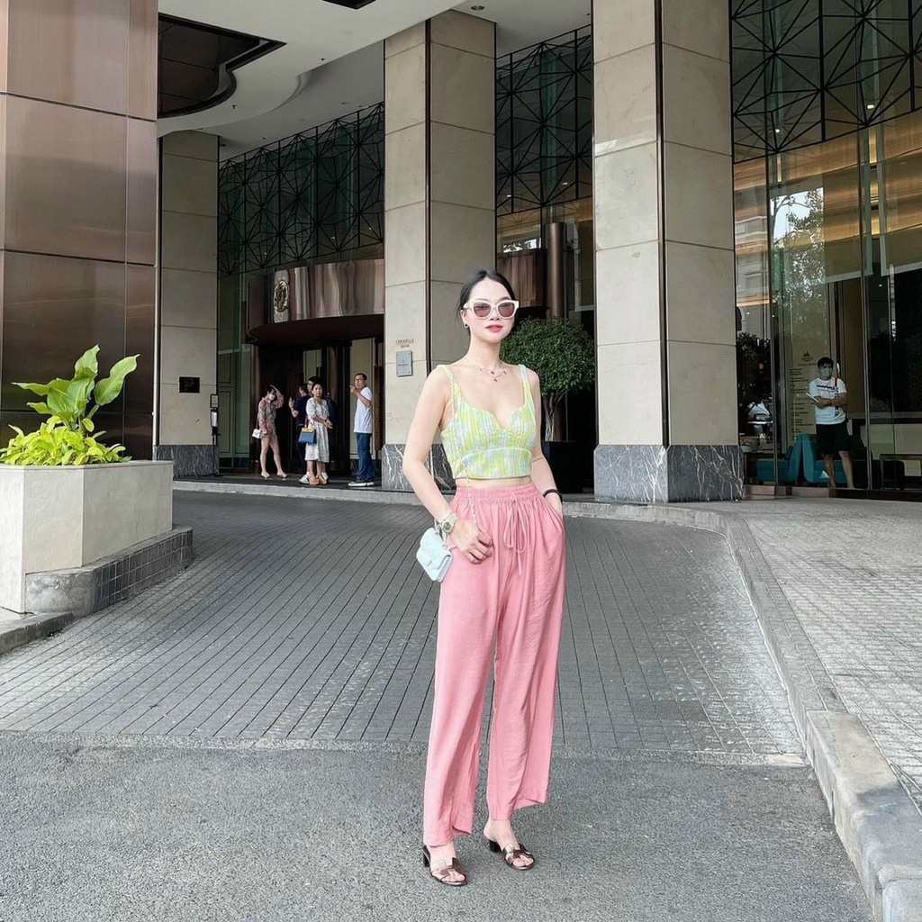 Quần ống rộng nữ vải đũi dáng suông Freesize nhiều màu CẠP CHUN
