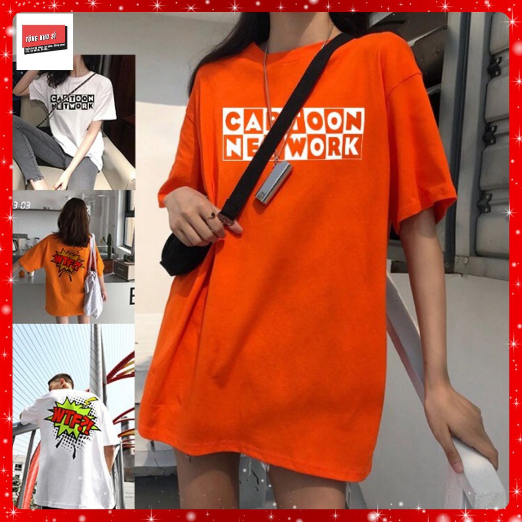 💥 Tổng Kho Sỉ Áo Thun 💥 FREESHIP 50k ÁO Thun Tay Lỡ Nam Nữ Cartoon WTF 2 Màu Siêu Hót Cho Mùa Hè