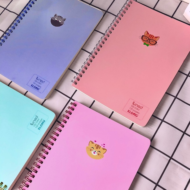 Vở Klong A5 Caro 120 trang bìa nhựa lò xo kép bìa màu Pastel - tập sổ Klong