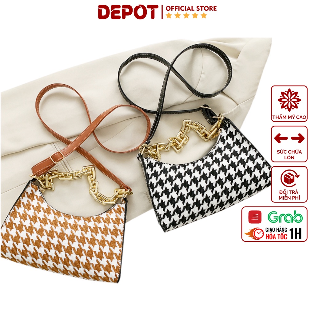 Túi đeo chéo họa tiết răng sói hiện đại, túi xách nữ retro đeo 2 kiểu
