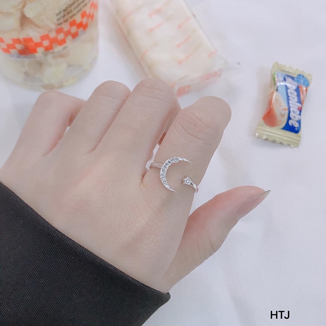 NHẪN NỮ TRĂNG SAO DÁNG HỞ FREE SIZE - NHẪN NỮ BẠC TA