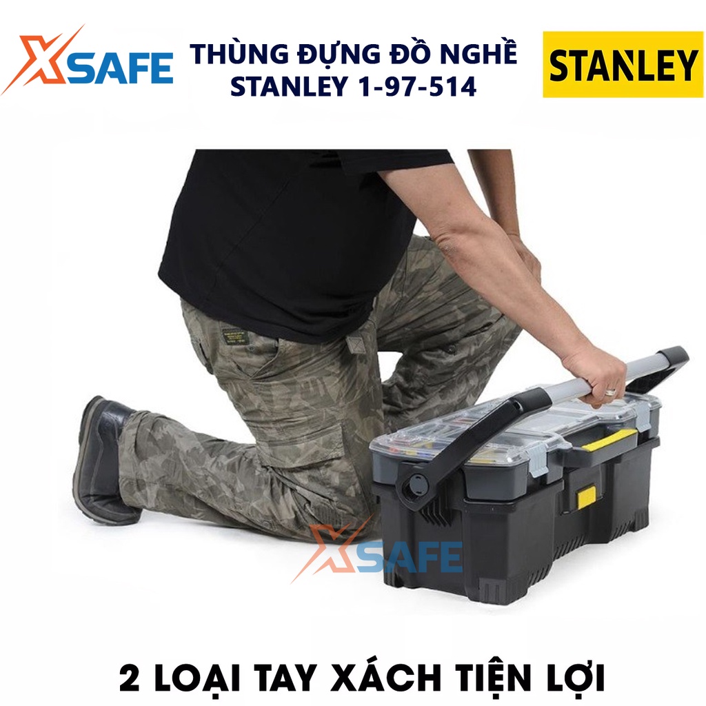 Hộp dụng cụ nhựa 24&quot; STANLEY 1-97-514 có khay đựng phụ kiện, kích thước 680x350x260 [chính hãng][xsafe]