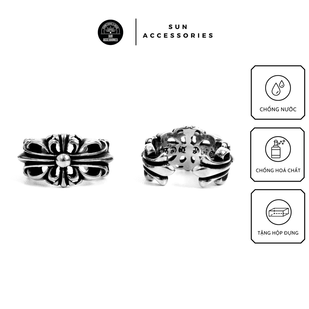 Nhẫn titan Chrome Heart hoạ tiết nổi bật - Mẫu N-39 - SUN ACCESSORIES