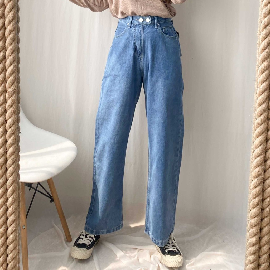 Quần jean nữ ống rộng hai túi ngang (không co giãn), quần bò D100 thời trang Hàn Quốc ulzzang VM STYLE 22QJR03AS1802 | BigBuy360 - bigbuy360.vn