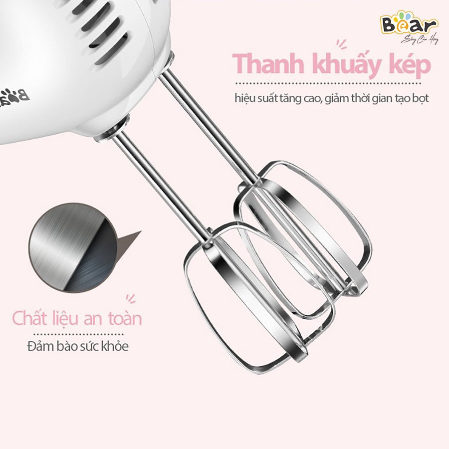 Máy Đánh Trứng Đánh Kem Cầm Tay Bear, 5 tốc độ. Máy đánh trứng mini hàng chính hãng Bear