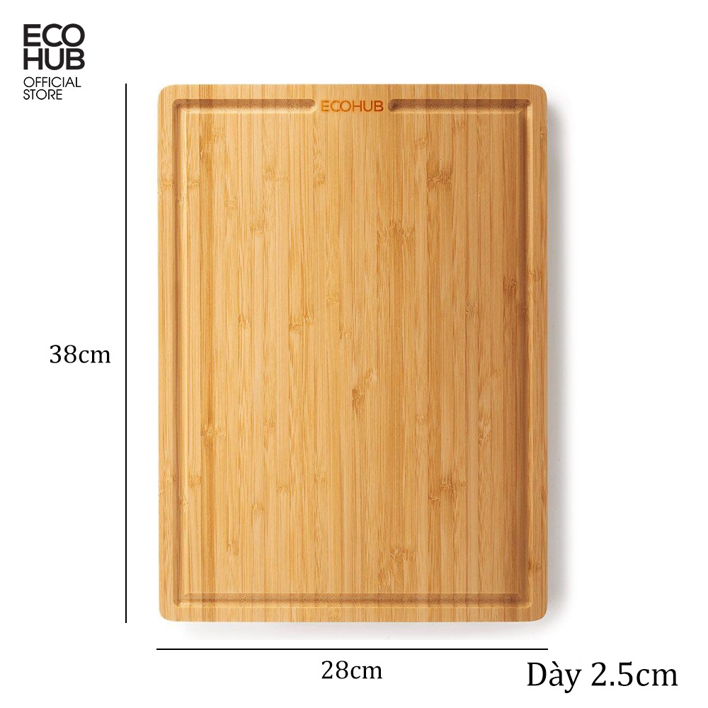 Thớt tre tự nhiên ECOHUB, Chặt / Thái, Cứng, Kháng khuẩn hơn gỗ / nhiều Size | E00145