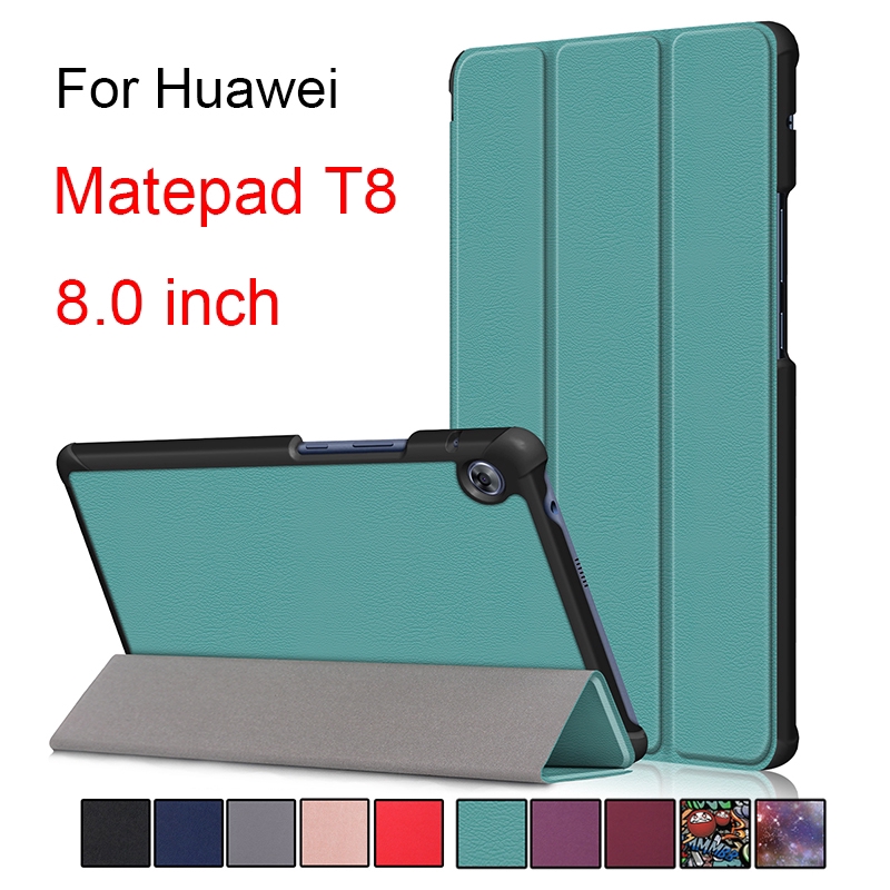 Bao da máy tính bảng PU màu trơn tích hợp giá đỡ cho Huawei MediaPad T8 8.0 inch