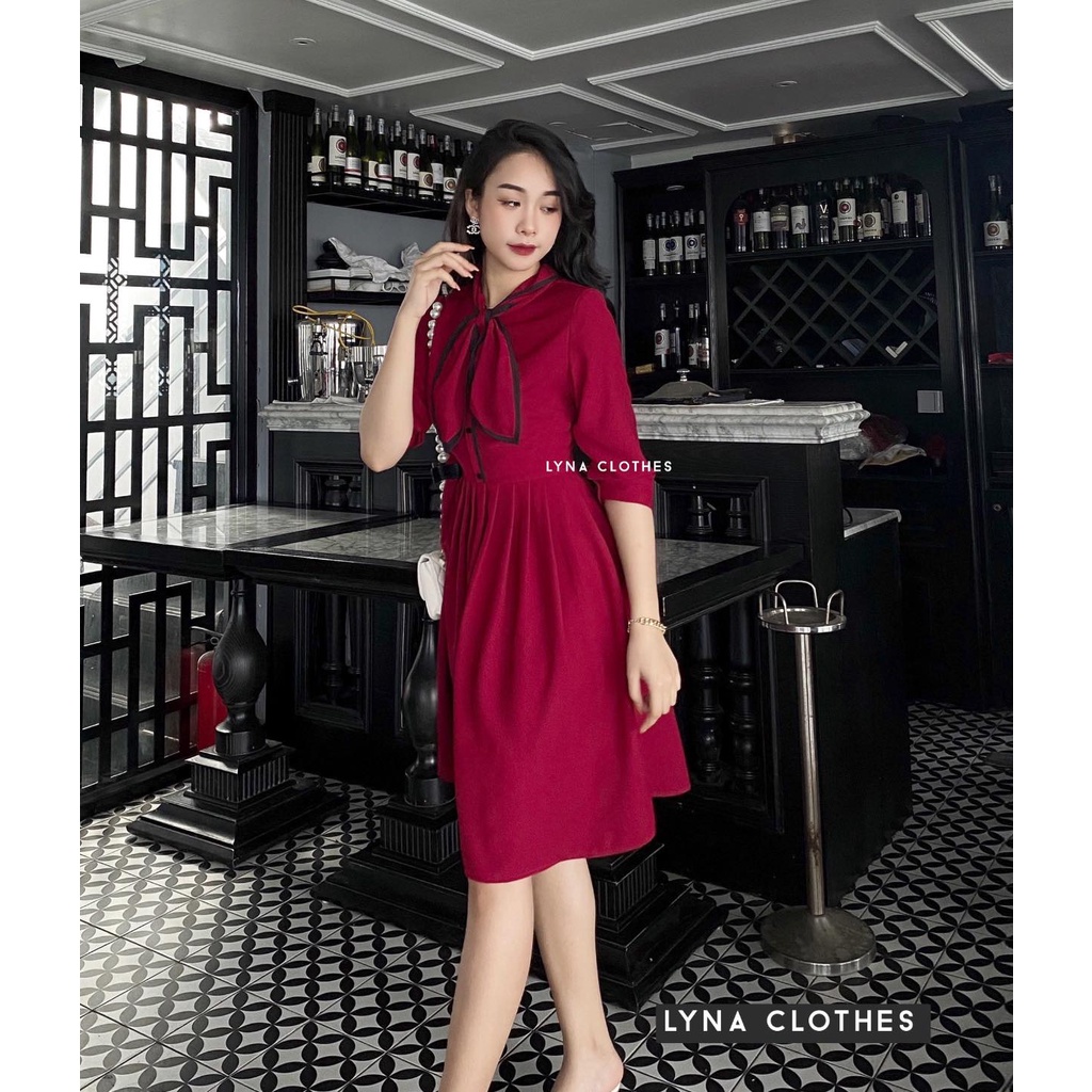 Váy thiết kế tiểu thư màu đỏ cổ nơ siêu đẹp cho mùa lễ hội giúp nàng tỏa sáng rực rỡ mỗi khi xuất hiện | BigBuy360 - bigbuy360.vn