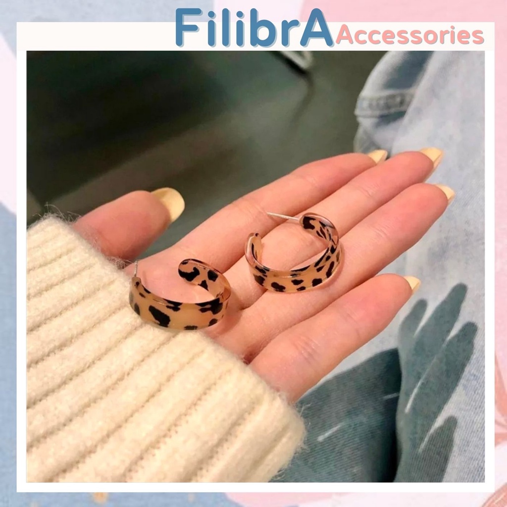 Bông tai nhựa da báo cá tính, phụ kiện trang sức Filibra - TS012