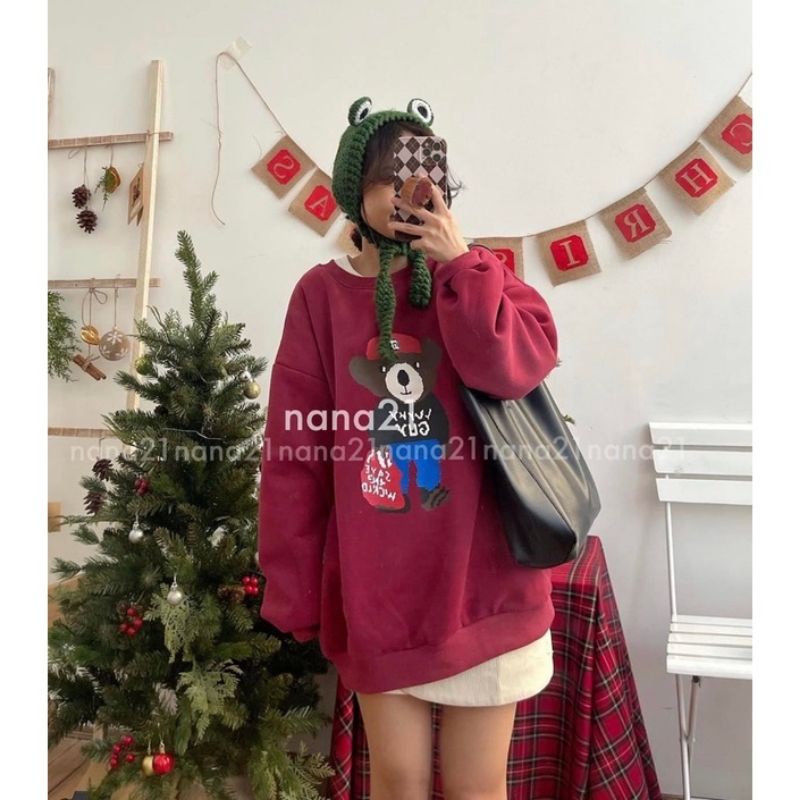 SWEATER NỈ NGOẠI UNISEX IN GẤU CUTE