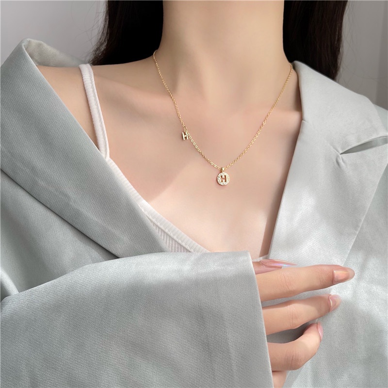 Dây chuyền mặt hình chữ H phong cách độc đáo cho nữ