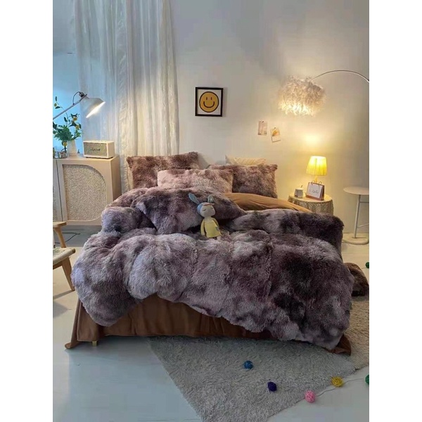 Bộ ga nỉ nhung lông chú ý nếu thêm gối ôm cùng mầu khách ib