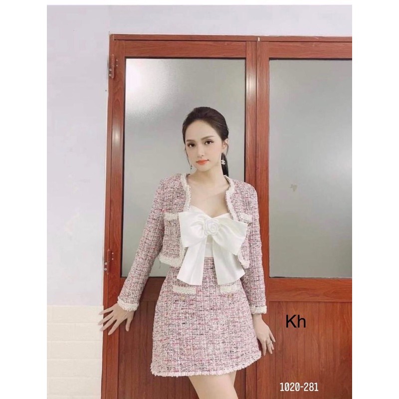 Set dạ hồng 3 chi tiết( kèm ảnh thật shop chụp)