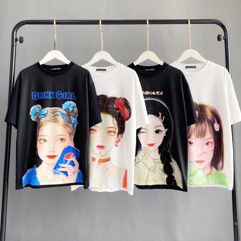 Áo Thun Cotton Tay Lở 3D Cô Gái Ảnh Thật 100%