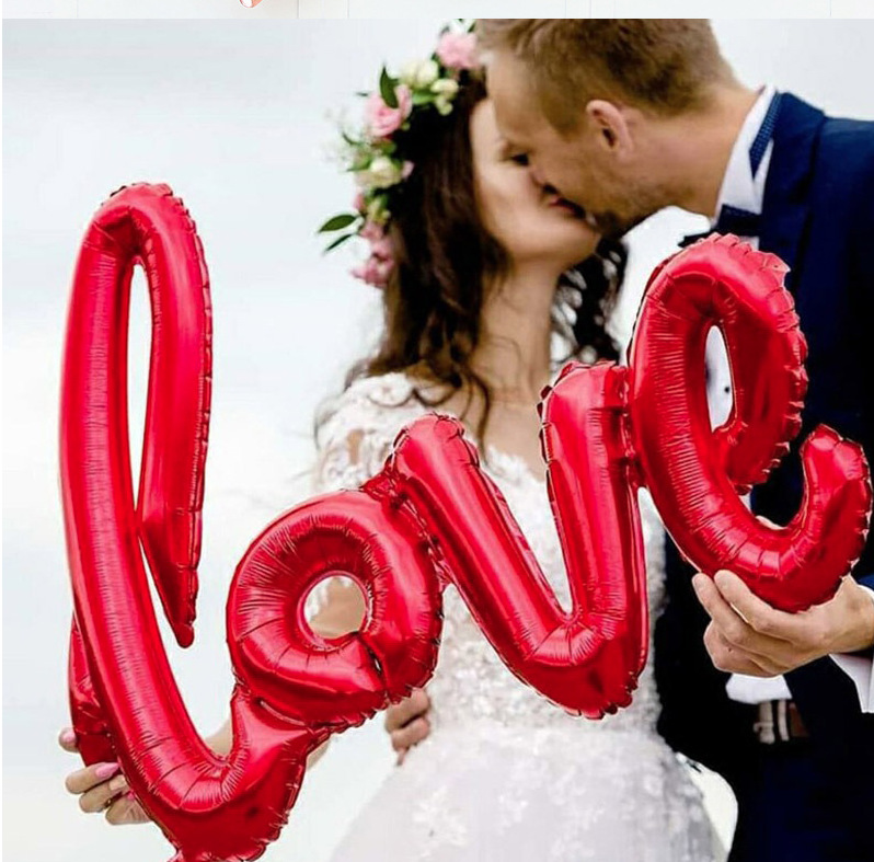 Set 10 bong bóng latex hình trái tim/ chữ love bằng lá nhôm trang trí bữa tiệc/ tiệc cưới/ ngày valentine/ lễ kỷ niệm