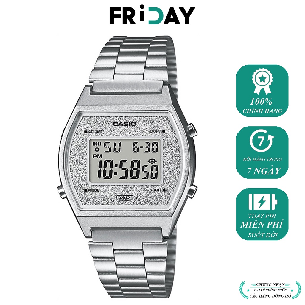 Đồng hồ Casio nữ điện tử B640WDG-7DF chính hãng, dây kim loại, giá rẻ