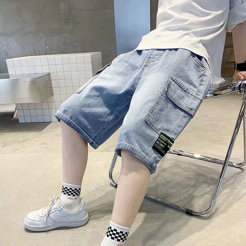 Quần short BXPB denim dáng rộng nhiều túi thời trang mùa hè cho bé trai
