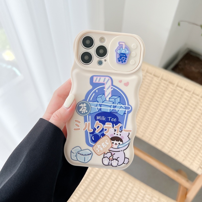 Ốp Điện Thoại Ba Chiều Họa Tiết Trà Sữa Cho 12 13 11 PRO MAX XR 11 12 PRO X XS MAX