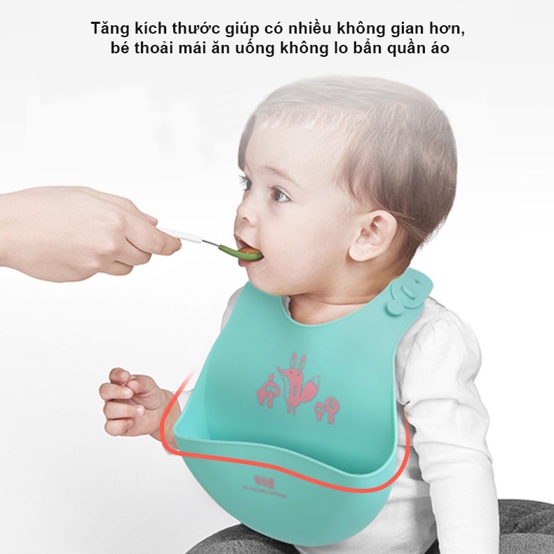 Yếm ăn dặm AAG320 yếm ăn dặm có máng silicone an toàn tiện lợi cho bé