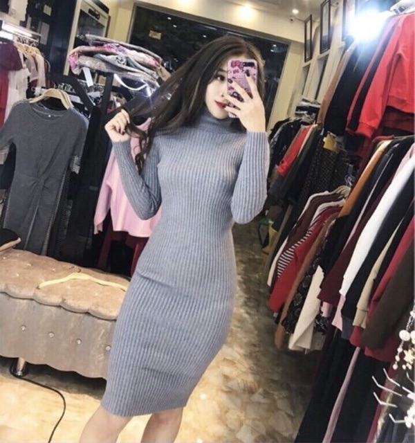 Váy len body cổ lọ hàng QC ( ngang gối 1m5) | BigBuy360 - bigbuy360.vn