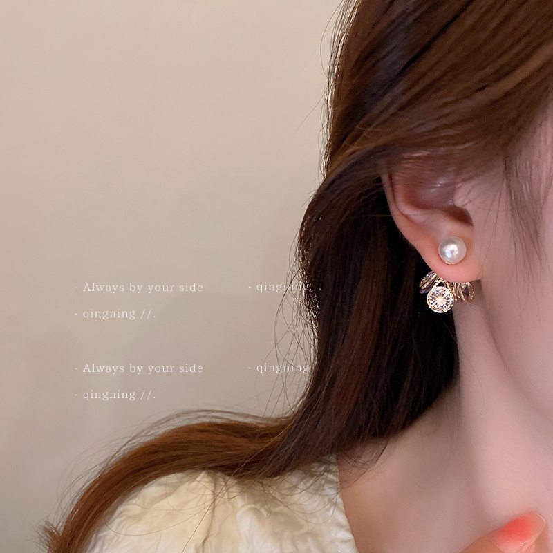 DREJEW Khuyên tai kim bạc hình lá cầu lông thiết kế thời trang Hàn Quốc