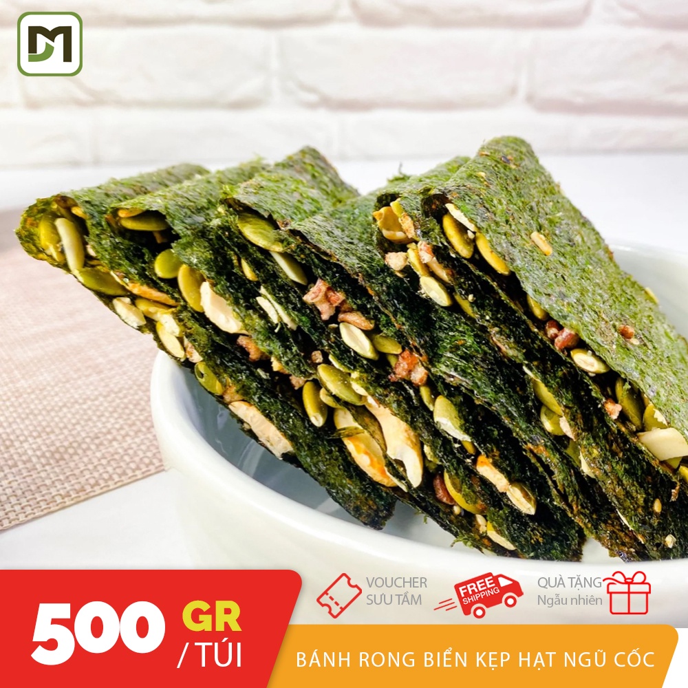 Túi 500gr rong biển kẹp hạt dinh dưỡng đồ ăn vặt cao cấp bỗ dưỡng